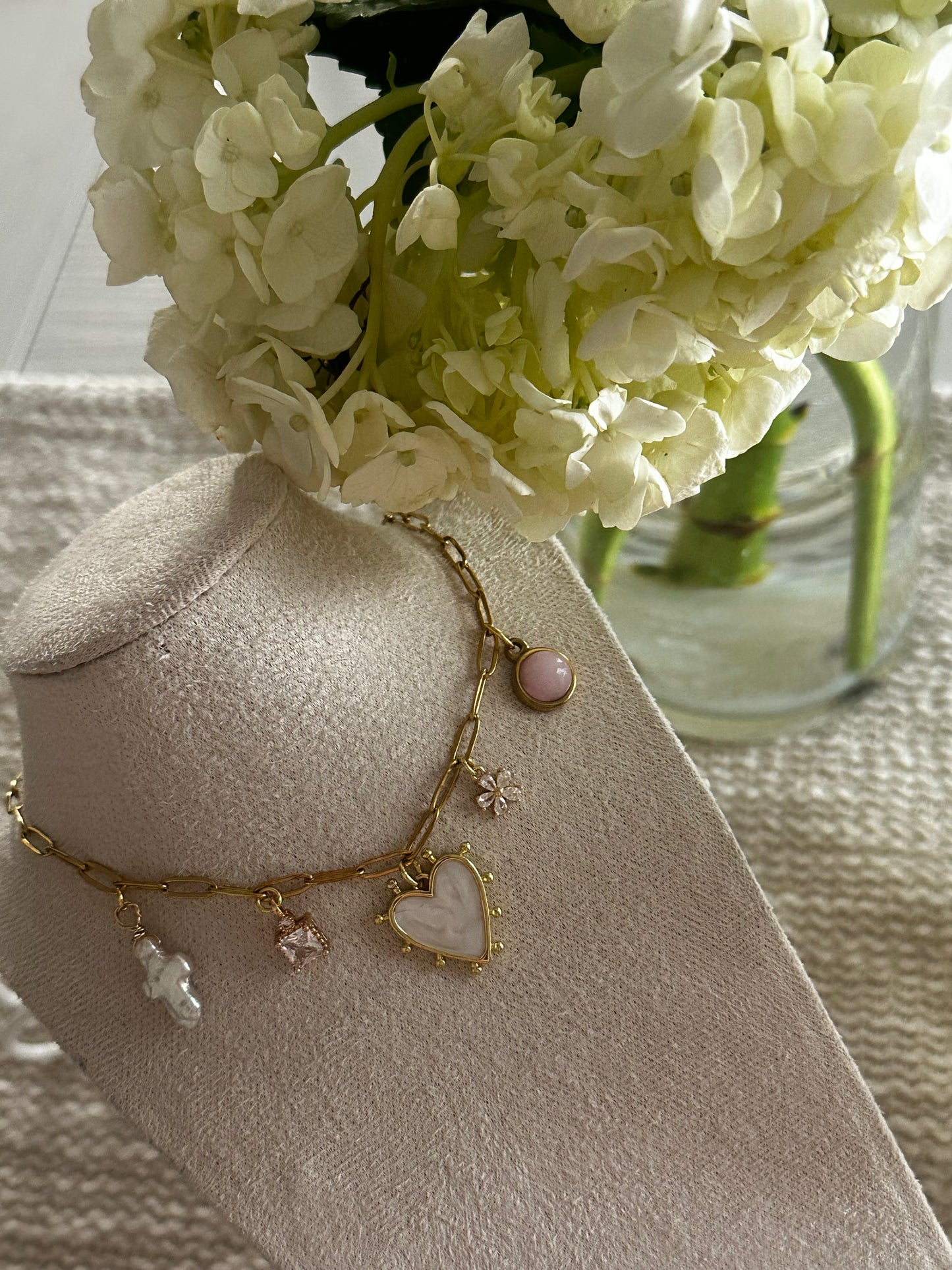 Heart Staple Charm Necklace- 18k Gold Plated