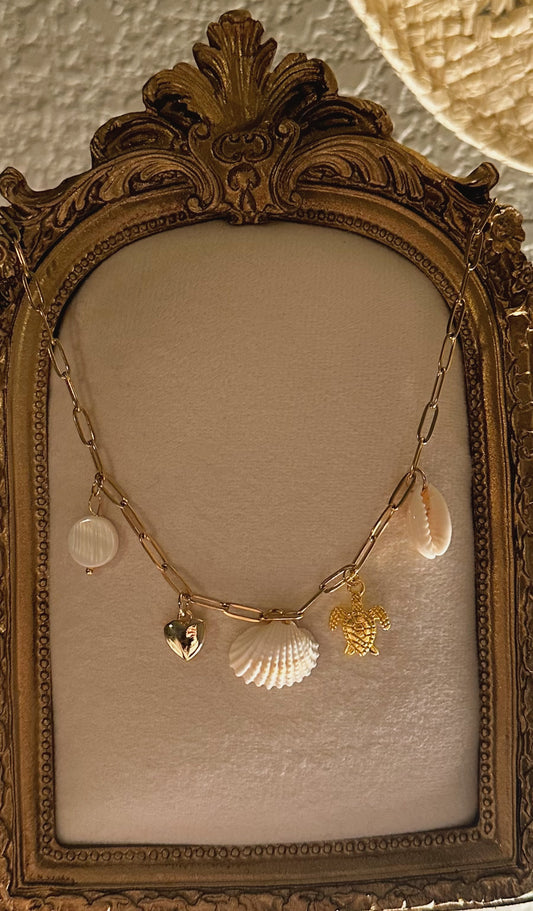 Golden Sea Charm Necklace - 18k Gold Plated