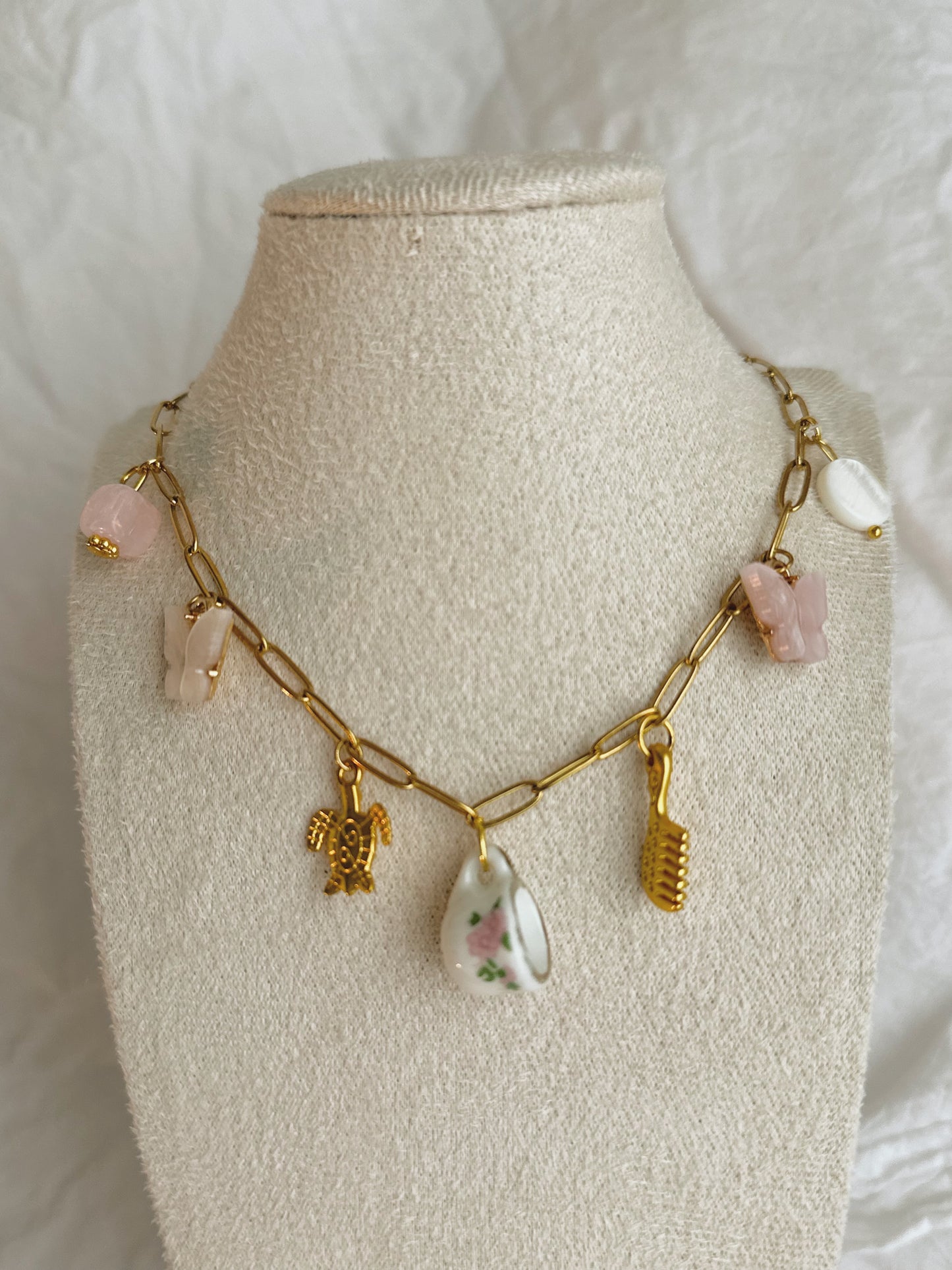 Tea Party Charm Necklace - 18k Gold Plated