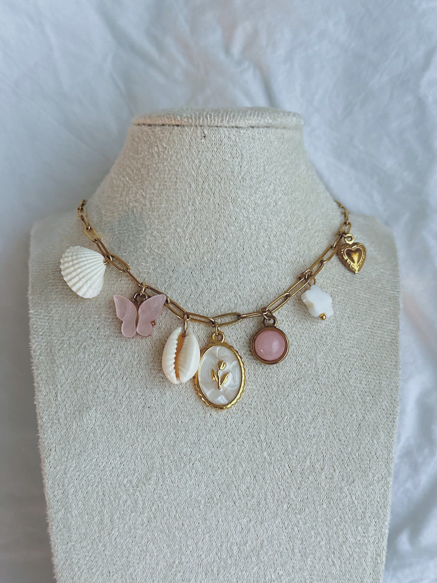 Pink Dreams Charm Necklace - 18k Gold Plated