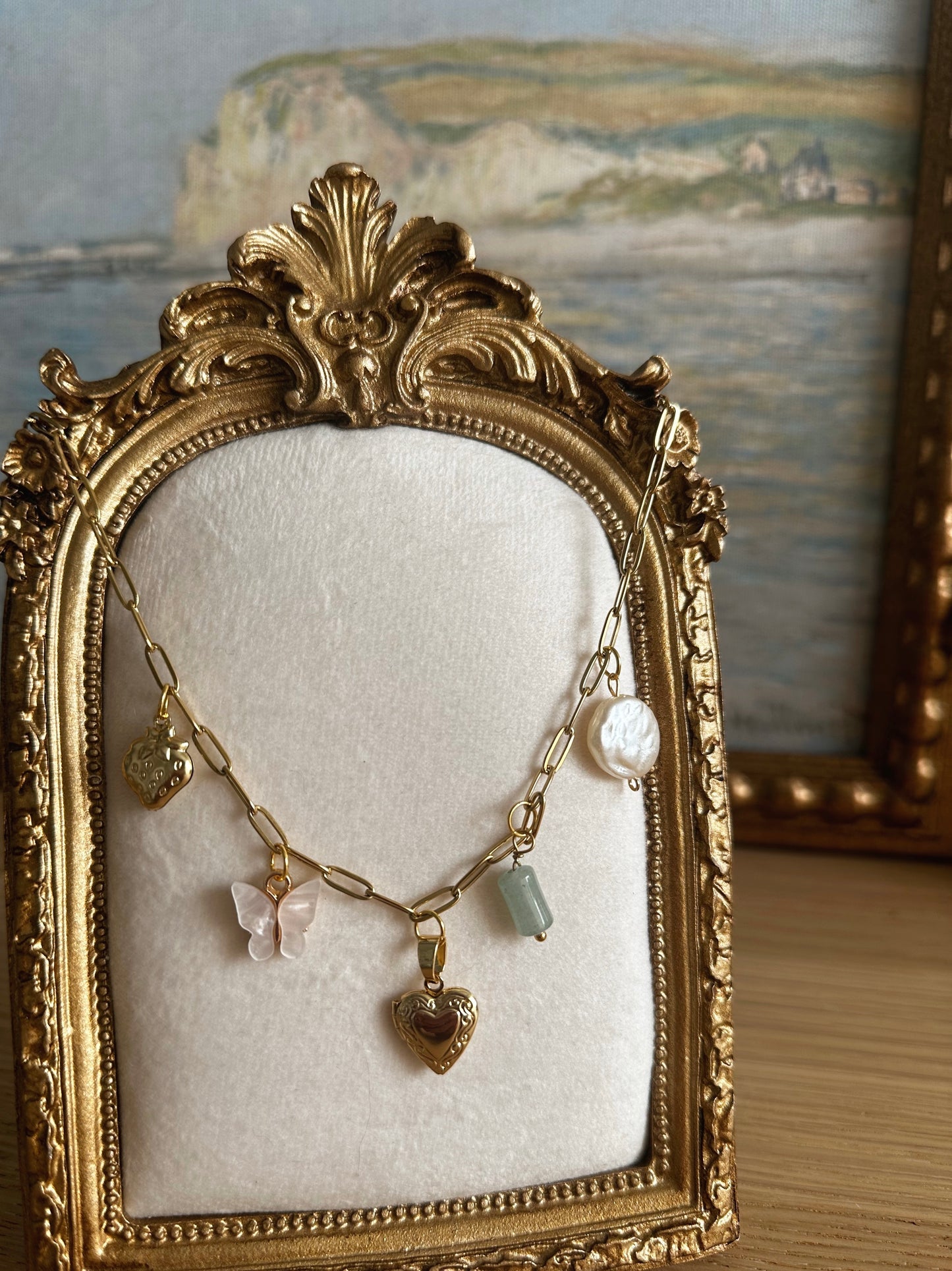 Pastel Locket Charm Necklace - 18k Gold Plated