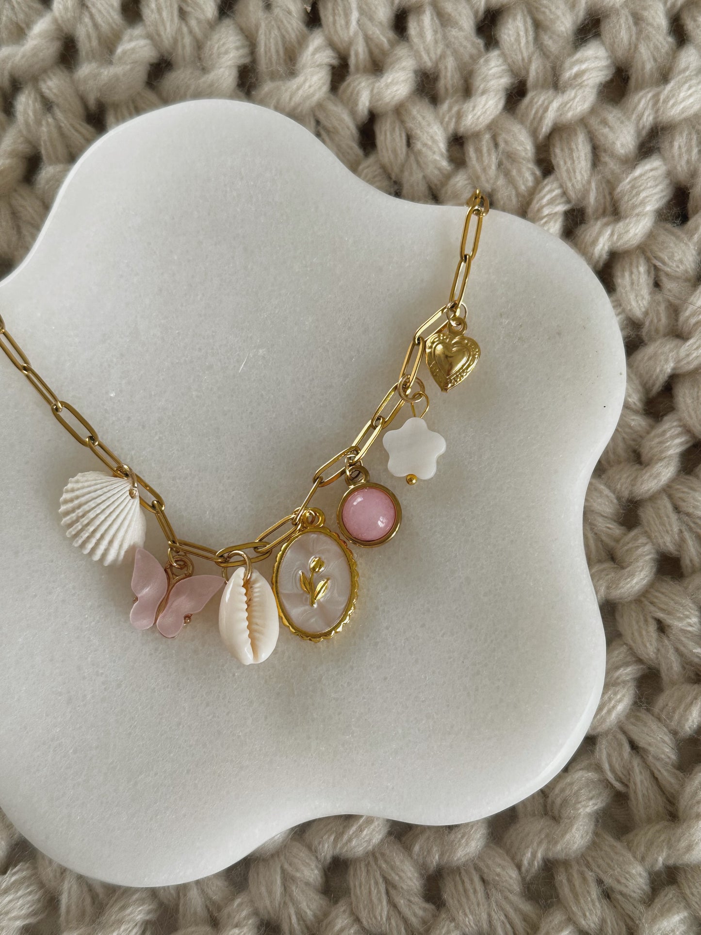 Pink Dreams Charm Necklace - 18k Gold Plated